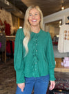 APNY Green Suede Ruffle Top