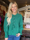 APNY Green Suede Ruffle Top