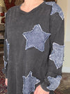 Falling Stars Washed Denim Top