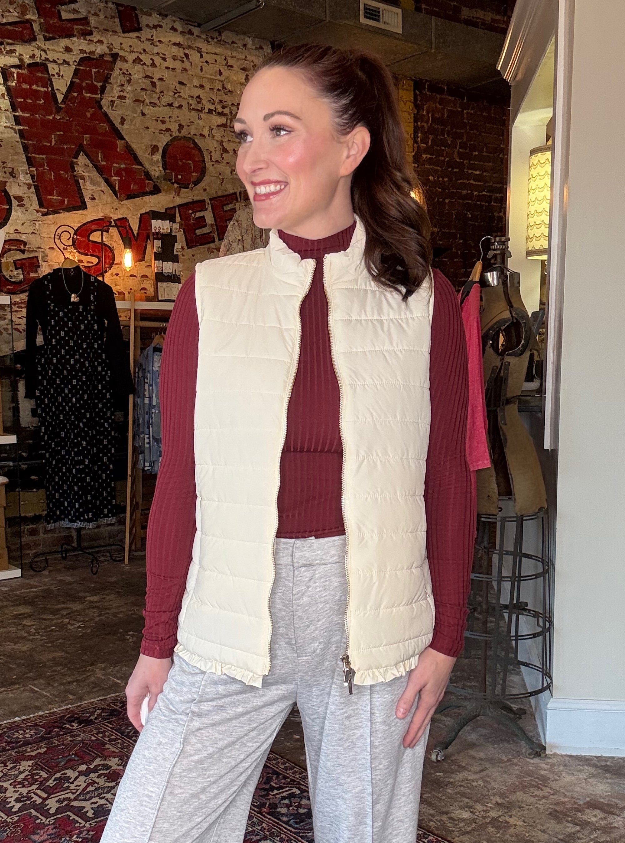 Multiples Winter White Quilted Vest