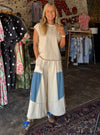 Mixed Media Wide Leg Pants